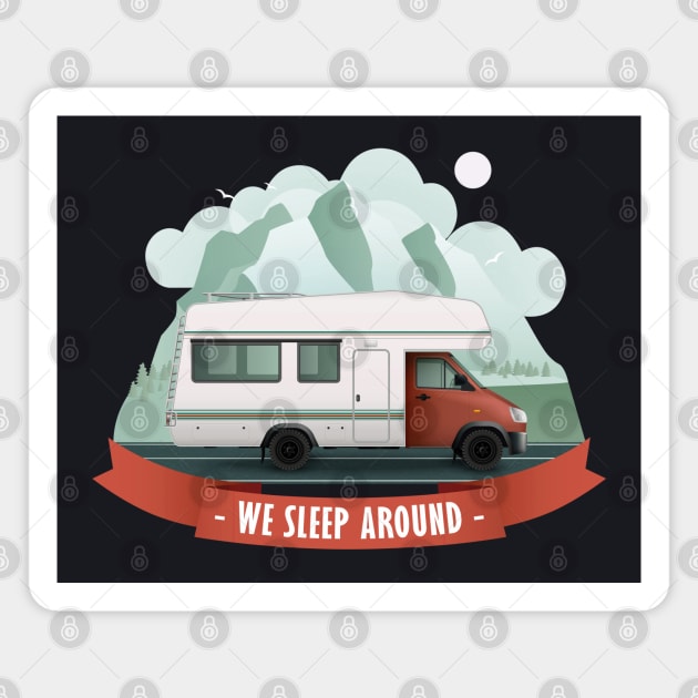 Retro Camping Car We Sleep Around Magnet by MasliankaStepan